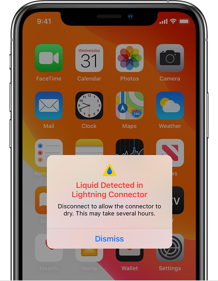 宾阳苹果手机维修分享iPhone 12 在充电时出现 “闪电接口检测到液体”的提示怎么办 